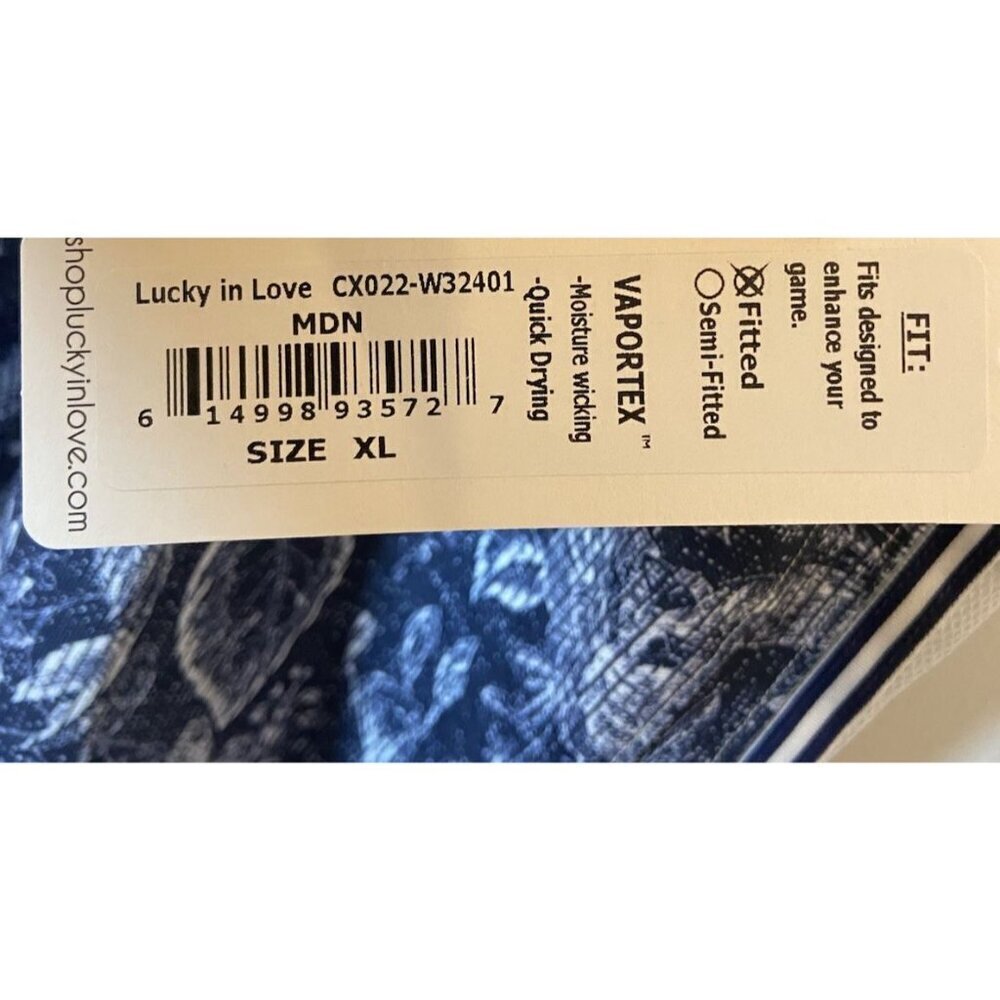 NWT Lucky in Love Tank Top Activewear Fitted Navy Blue White Floral XL New - Picture 2 of 4